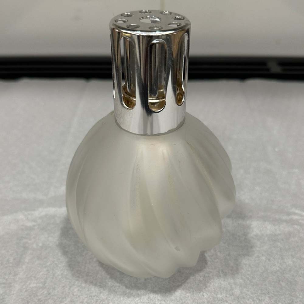 Frosted Glass Candle Holder with Silver Top